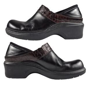 Ariat Black Brown Leather Clogs Mules Shoes Women's 6 1/2 B